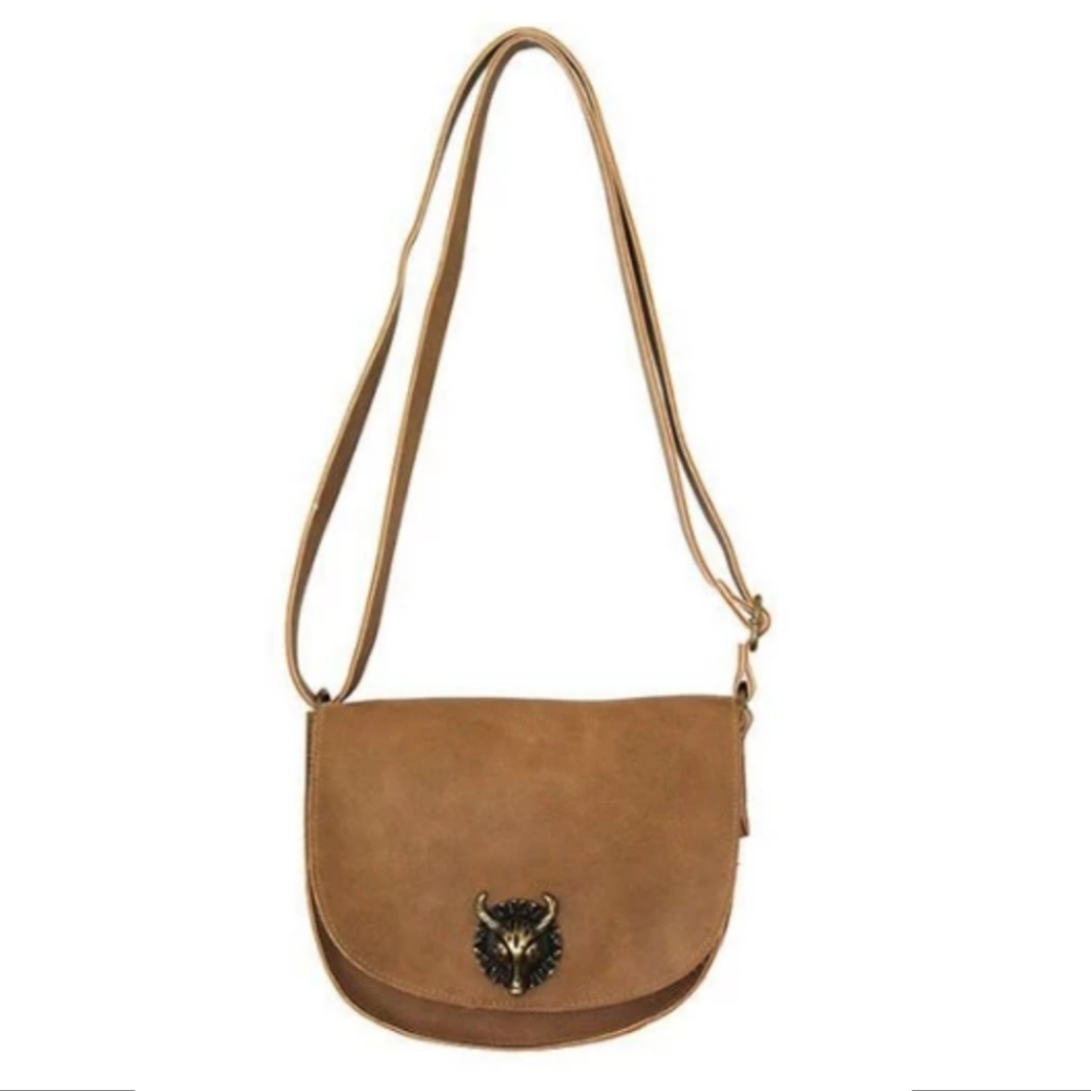T-shirt & Jeans bull head crossbody purse cognac